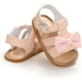 thumbnail image 3 of Infant Baby Girls Sandals Summer Crib PU Leather Bowknot Soft Anti-Slip Rubber Sole Toddler First Walkers Shoes, 3 of 6