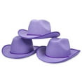 thumbnail image 2 of Plain Cowboy Hat, Summer Hat, Western Bachelorette Party, Beach, Pool Party, Birthday, Wedding, Bride Cowgirl Hat, Purple, 2 of 5