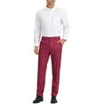 thumbnail image 2 of INSPIRE CHIC Men's Pants Plaid Elastic Waist Stretch Flat Front Dress Pants 38 Burgundy, 2 of 7