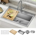 thumbnail image 2 of KRAUS Kore 32” Drop In / Undermount Workstation 18 Gauge Single Bowl Stainless Steel Kitchen Sink with Accessories, 2 of 8