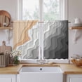 thumbnail image 2 of Grey Geometric Beach Kitchen Curtains, Ombre Waves Moire Abstract Art Light Filtering Window Curtain Panels, 2Pcs Rod Pocket Window Treatments Set for Study Room Bathroom Bedroom 52x54 Inches, 2 of 9