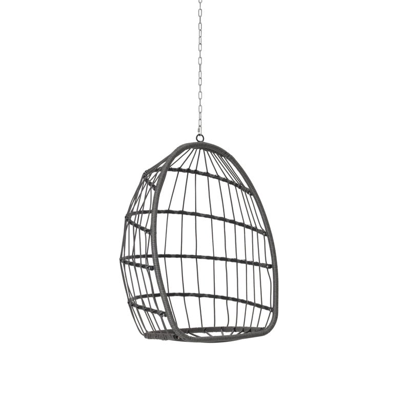 Hanging Egg Chair Without Stand, Indoor Outdoor Wicker Rattan Swing Egg Chair with Hanging Chain, Hammock Chair with UV Resistant Cushion