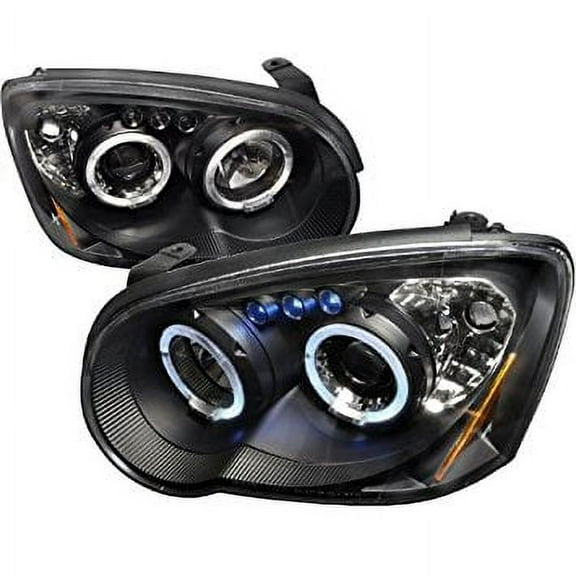 Dual LED Halo Projector Headlight In Black Housing Clear Lens Made For And Compatible With 2004 - 2005 Subaru Impreza WRX STI Outback 04 05
