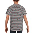 thumbnail image 5 of Wukai Ladybugs on Black and White Striped Youth Unisex Short Sleeve T-Shirt for Boys, Girls, Teens, and Kids-Large, 5 of 7