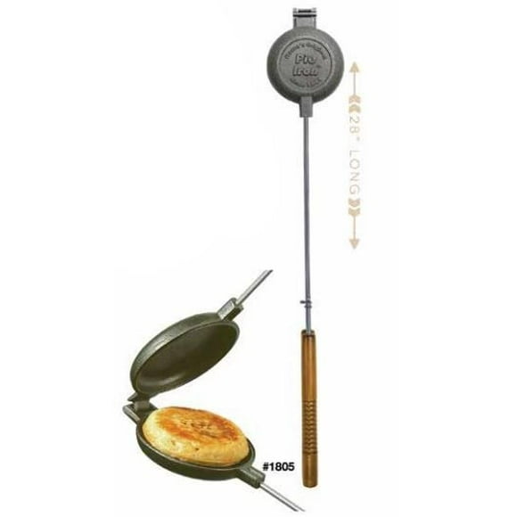 Rome Industry Campfire Cookware 1805 Pudgy Pie Iron; Cast Iron; Round; 4-1/4 Inch Diameter Head; 28 Inch Overall Length; With Handle; 2.5 Pounds Weight