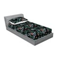 thumbnail image 2 of Forest Vibes Fitted Sheet & Pillow Sham Set, Night Woodland Leaves and Branches Watercolor Concept Print, Decorative Printed 2 Piece Bedding Decor, Twin, Jade Green and Charcoal Grey, by Ambesonne, 2 of 2