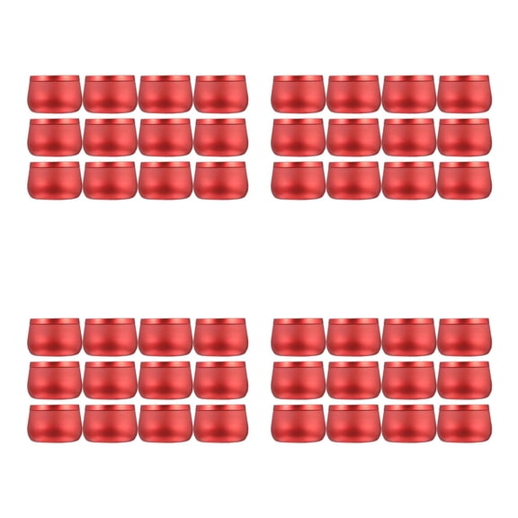 MLINS 48 pcs 4oz Tinplate Tin Tea Storage Jar Tinplate Empty Tin Candy Box for Party Favors Making Spices Tea Red