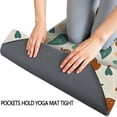 thumbnail image 3 of Brown Green Mushroom Fruit Leaf Beige Pattern Hot Yoga Mat Towel Non Slip for Hot Yoga - Quick-Drying Yoga Mat Cover with 4 Corner Pockets with Travel Bag - Hot Yoga Towel Non Slip 70"x26", 3 of 6