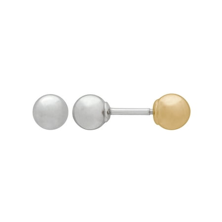 Brilliance Fine Jewelry Childrens 10K Yellow and White Gold Front and Back Ball Earrings