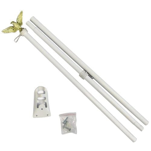 6ft Steel White (Eagle Top) Flag Pole
