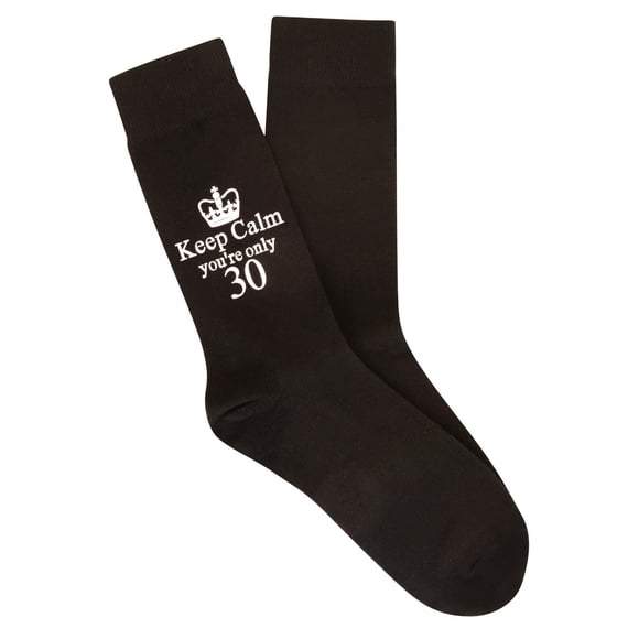 Mens Keep Calm You're Only 30 Black Socks 30th Birthday