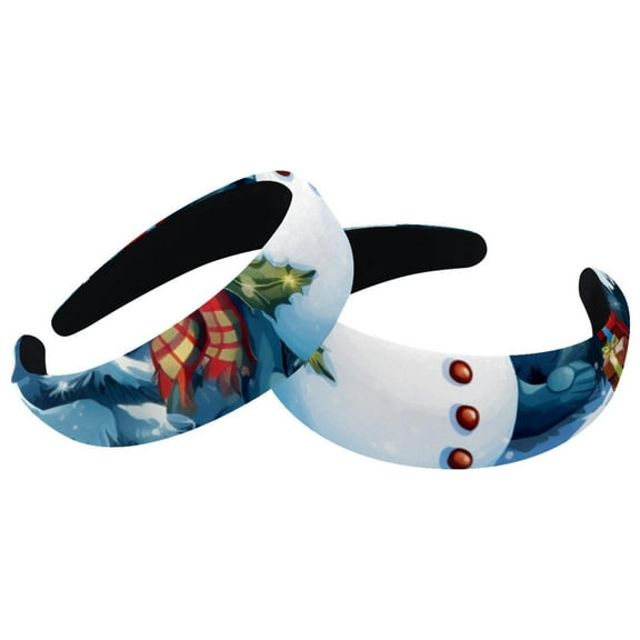 2 Pack Christmas Snowman Headbands -Wide Fashion Head Bands for Women and Girls