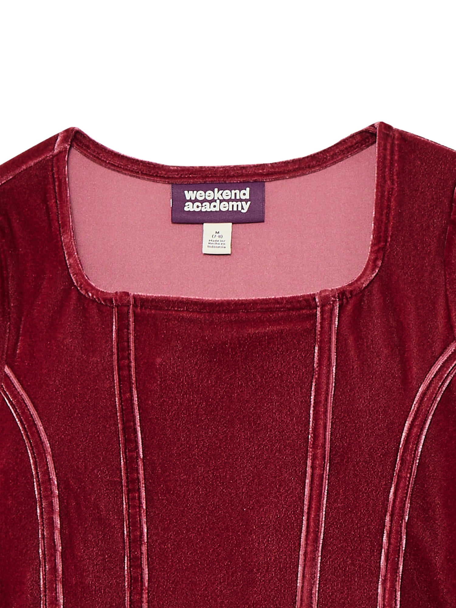 Weekend Academy Girls Velvet Corset Top with Long Sleeves, Sizes 4-18