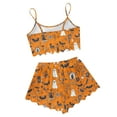 thumbnail image 4 of Tnhcen Women's 2025 Halloween Milk Silk Pajama Set Cami Top Shorts Sleepwear Soft Double Brushed Loungewear S-2XL Orange, 4 of 5