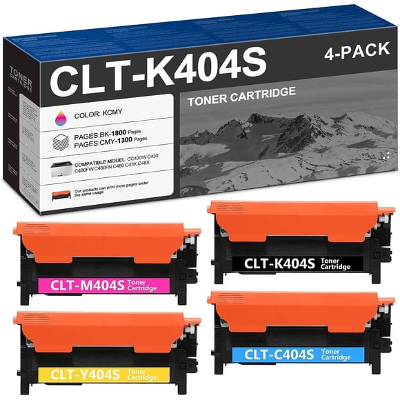 Cartouches de Toner 404S (Lot de 4, BK/C/M/Y) CLT-K404S CLT-C404S CLT-M404S CLT-Y404S Remplacement pour Imprimante Xpress C430W C430 C480FW C480FN C480 C43x Series C48x Series