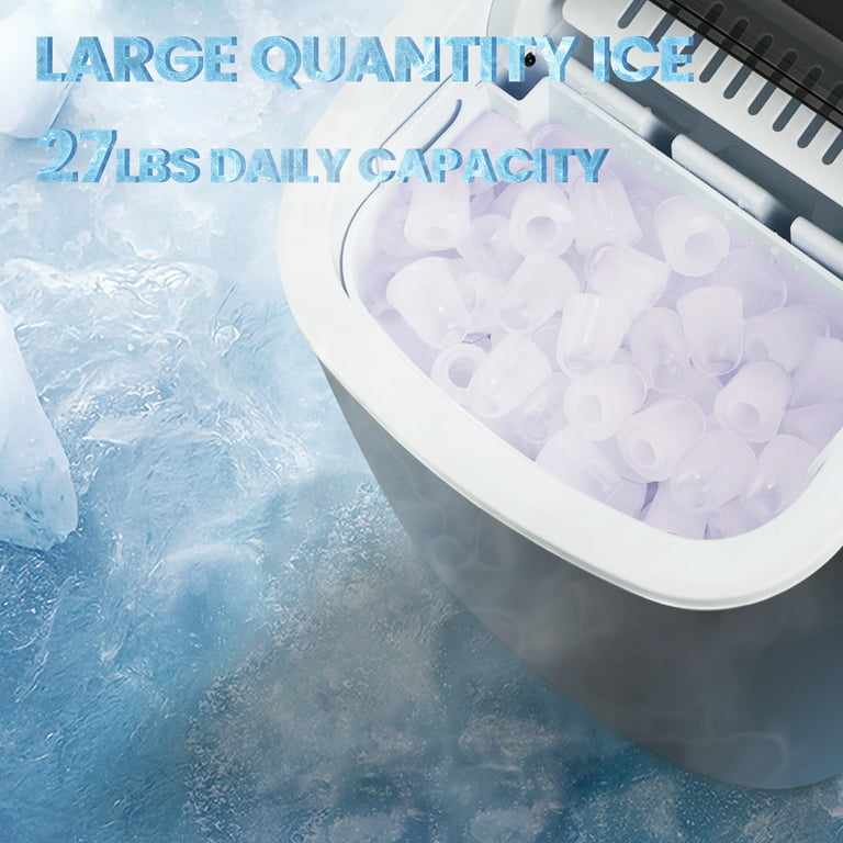 Kismile Countertop Ice Maker, Self-Cleaning Portable Ice Maker Machine with Handle, 9 Bullet-Shaped Ice Cubes Ready in 6 Mins, 26LBS/24H with Ice