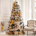 thumbnail image 2 of 7.5FT Hinged Artificial Fir Chritmas Tree, Snow Flocked Artificial Holiday Christmas Tree w/1,346 Branch Tips, 2 of 9