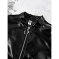 thumbnail image 4 of LiiYii Kids Girls Shiny Hip Hop Jazz Dance Jacket Coat Stand Collar Long Sleeve Zipper Outerwear Coat Black 8, 4 of 8
