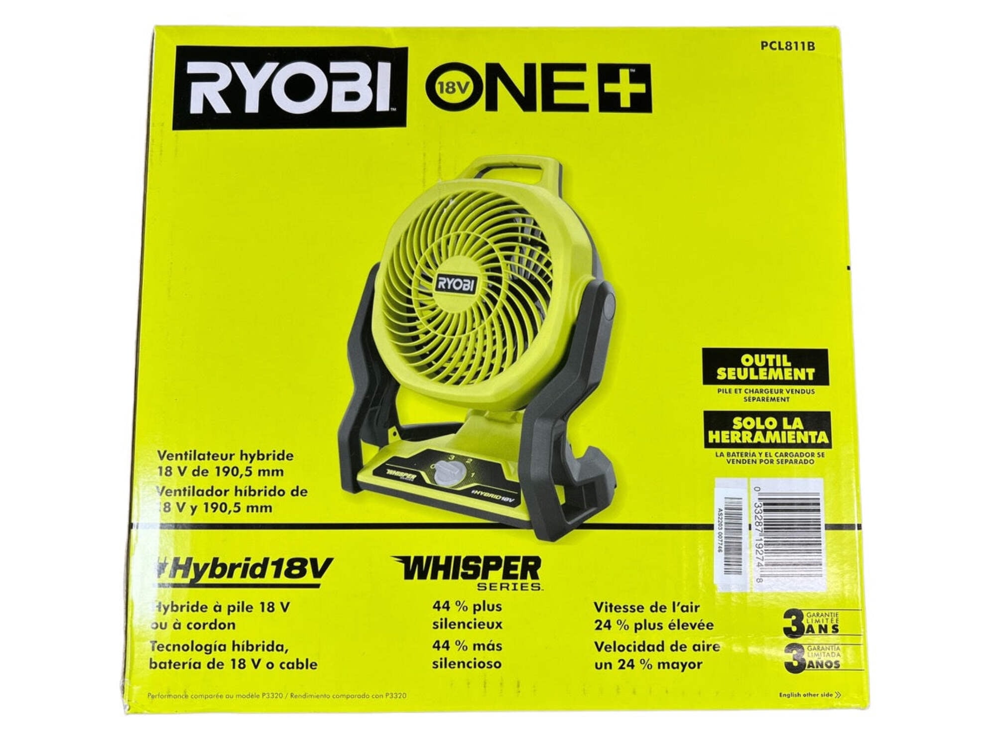 Ryobi ONE 18V Portable Battery Powered WHISPER SERIES 7 1 2 in. Cordless Hybrid Fan Tool Only Walmart