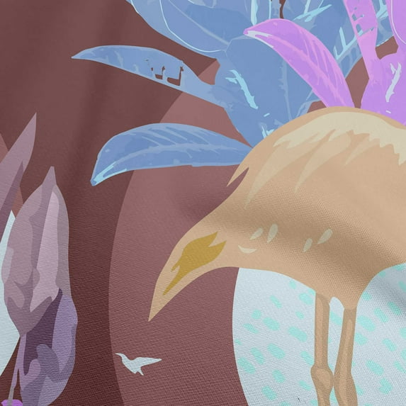oneOone Viscose Jersey Chocolate Brown Fabric Tropical Abstract With Flamingo Diy Clothing Quilting Fabric Print Fabric By Yard 60 Inch Wide