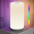 thumbnail image 1 of Lámpara táctil de mesita de noche, [diseño elegante y modo RGB] Lámpara pequeña regulable de 3 vías para dormitorio, lámpara LED con luces blancas cálidas, lámpara inteligente multicolor de, 1 of 14