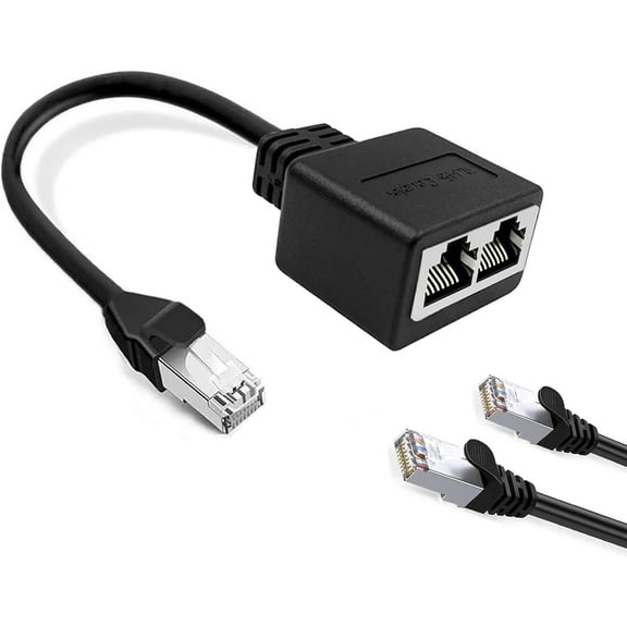 QD-Gotrays Ethernet Splitter Tuliyet 1 Male to 2 Female Network Adapter With Ethernet Cable