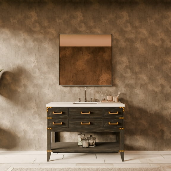 Woodhaven 48 in W x 22 in D Black Oak Single Bath Vanity and White Quartz Top