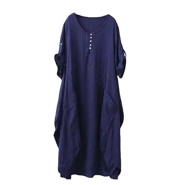 Vestido suelto femenino Minnieouse manga corta Azul oscuro L