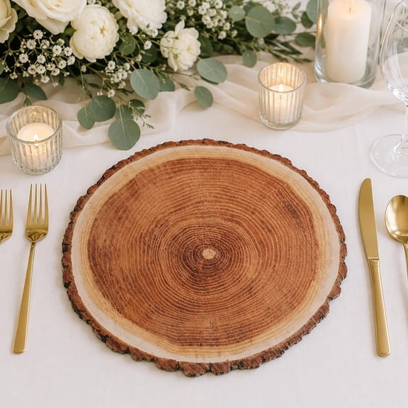 Balsa Circle 50 Natural 13" Wood Slice Design Disposable Paper Round Charger Plates Party Events Decorations