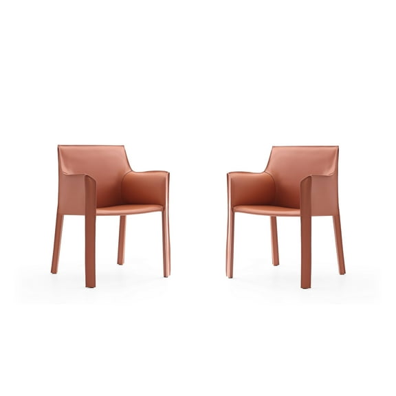 Manhattan Comfort Vogue Faux Leather Armchair in Clay Pink (Set of 2)