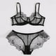 thumbnail image 2 of Gibobby Lencería sexy de mujer tanga Pijama de encaje floral transparente sexy Conjunto de lencería de cintura alta Sujetador y panty Ropa de dormir de dos piezas(Negro M), 2 of 5