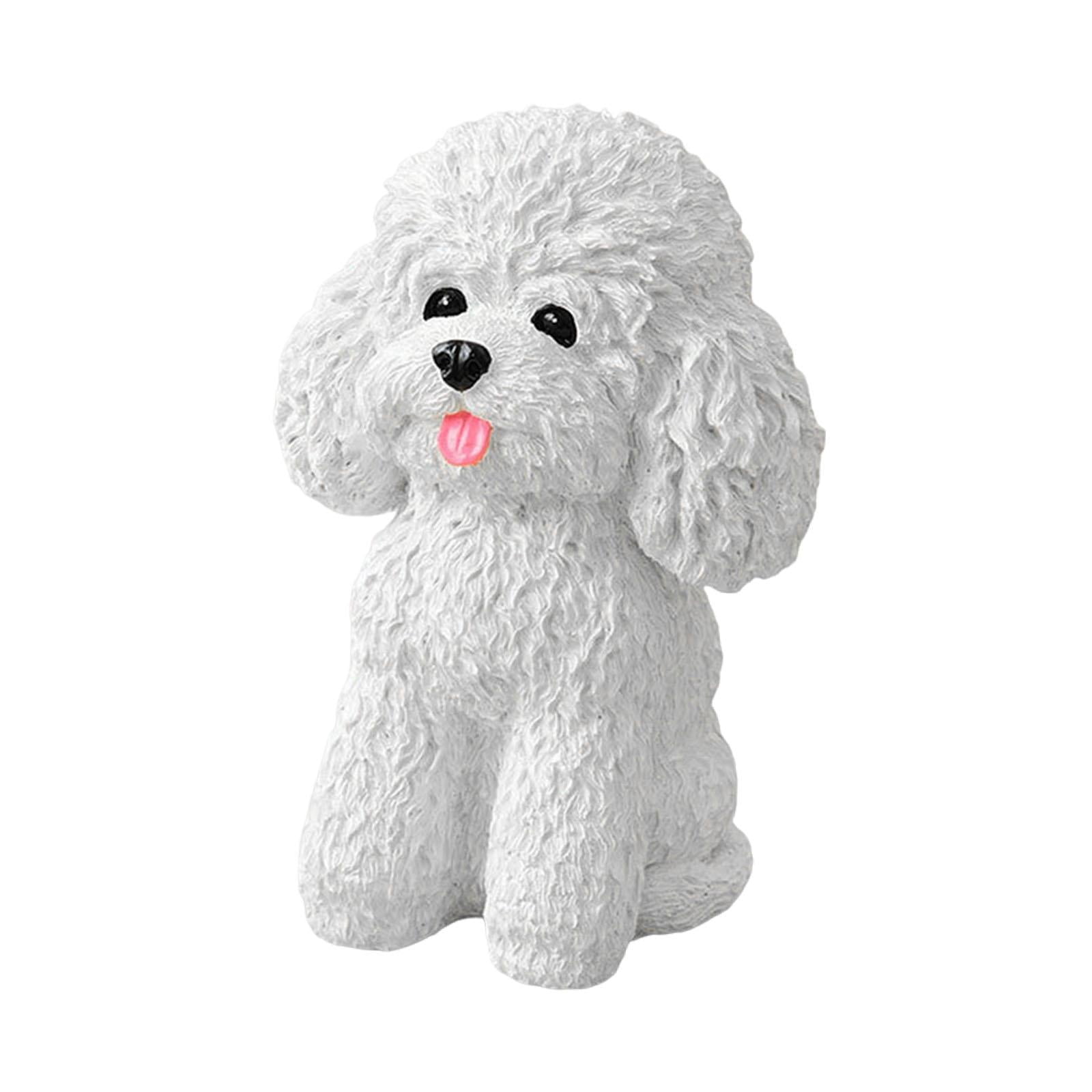 deevoka Sitting Dog Statue Garden Puppy Sculpture Collectibles Indoor and Outdoor Decor Resin Animal Figurine for Yard Porch Entrance White