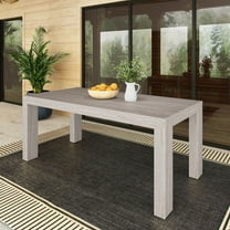 Modern Outdoor Solid Wood Table, 72", Seashell Wirebrush