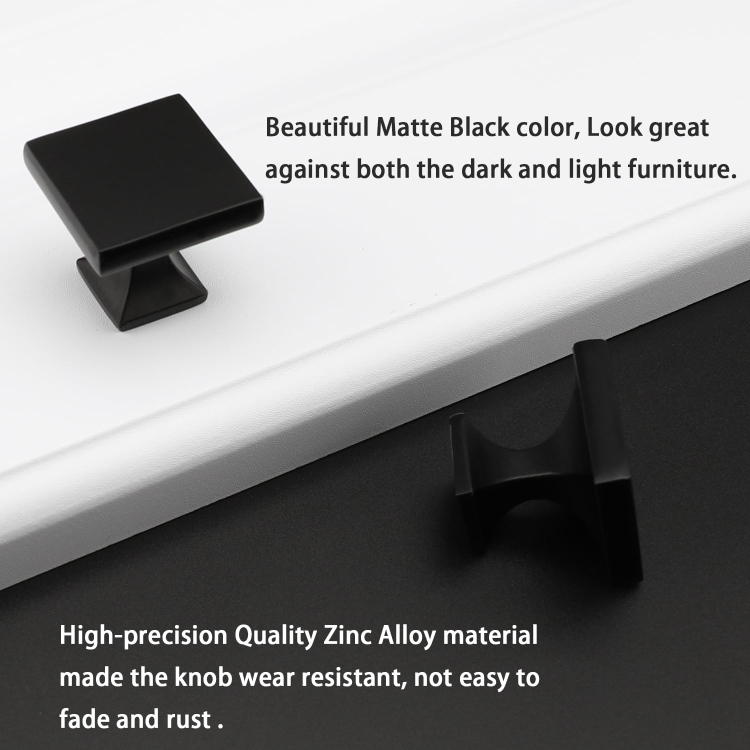 Goldenwarm Black Cabinet Knobs Matte Drawer Knobs Square Cabinet Hardware 15 Pack