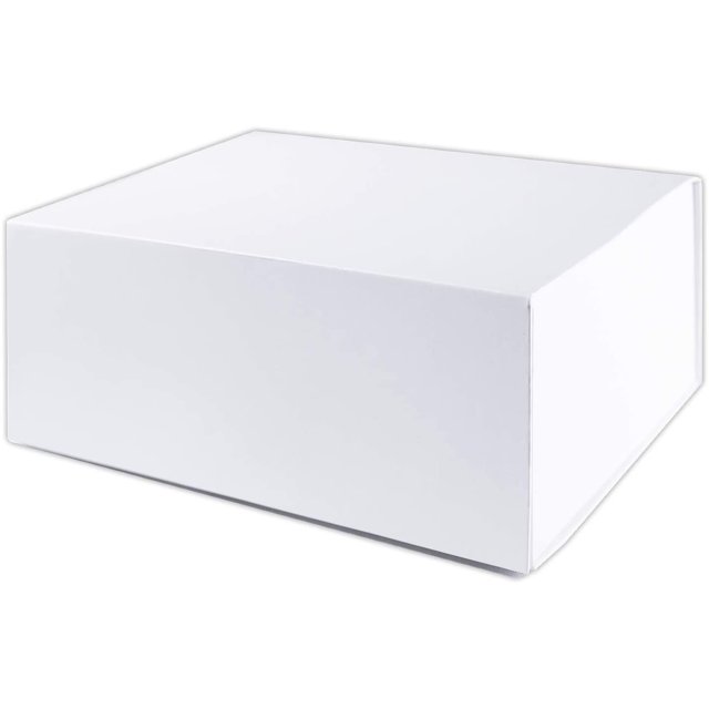 White Gift Box with Lid and Magnet Closure, Large Size, Perfect for Gifting, Product Packaging, Shipping and Storage, Measures 10" x 8.25" x 4", Pack of 2