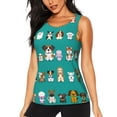 thumbnail image 1 of Fotbe Cartoon Dogs Blusas Sin Mangas para Mujer – Estilo Casual, Corte Suelto, Slim-Fit, Cuello Redondo Deportivo, Tops de Verano para Gimnasio y Yoga-Large, 1 of 7