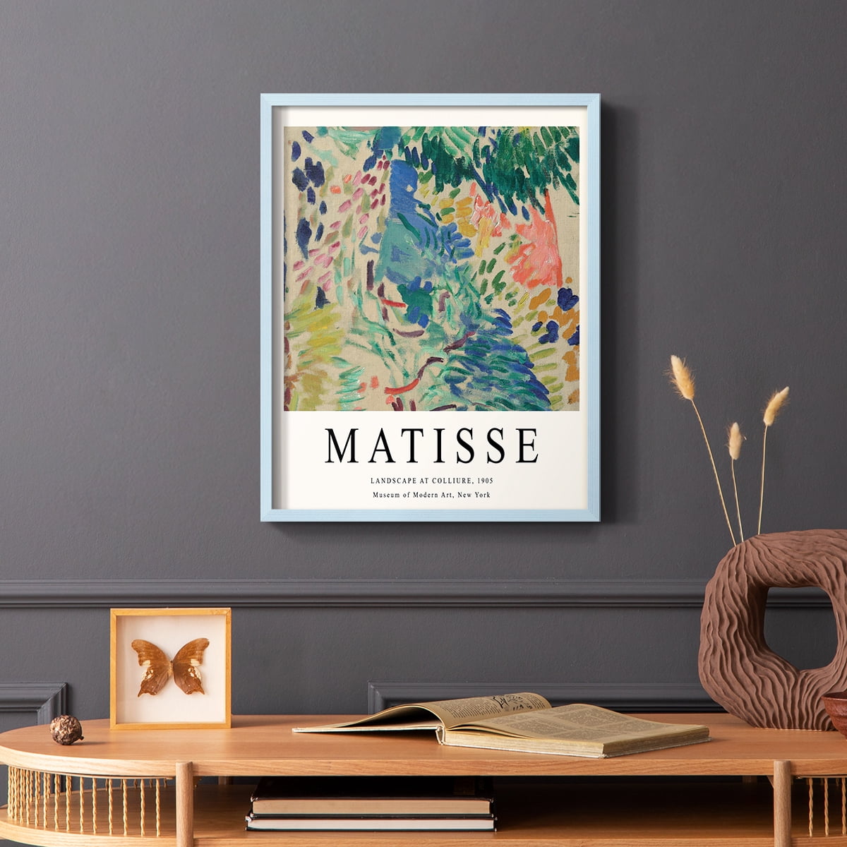 Matisse CDXCIII in Blue Solid Wood Framed Print No Nail Hanging