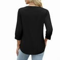 thumbnail image 6 of Ronuti Ladies Tops Ladies 3/4 Sleeve Henley Tops Womens Black T-shirt, 6 of 9