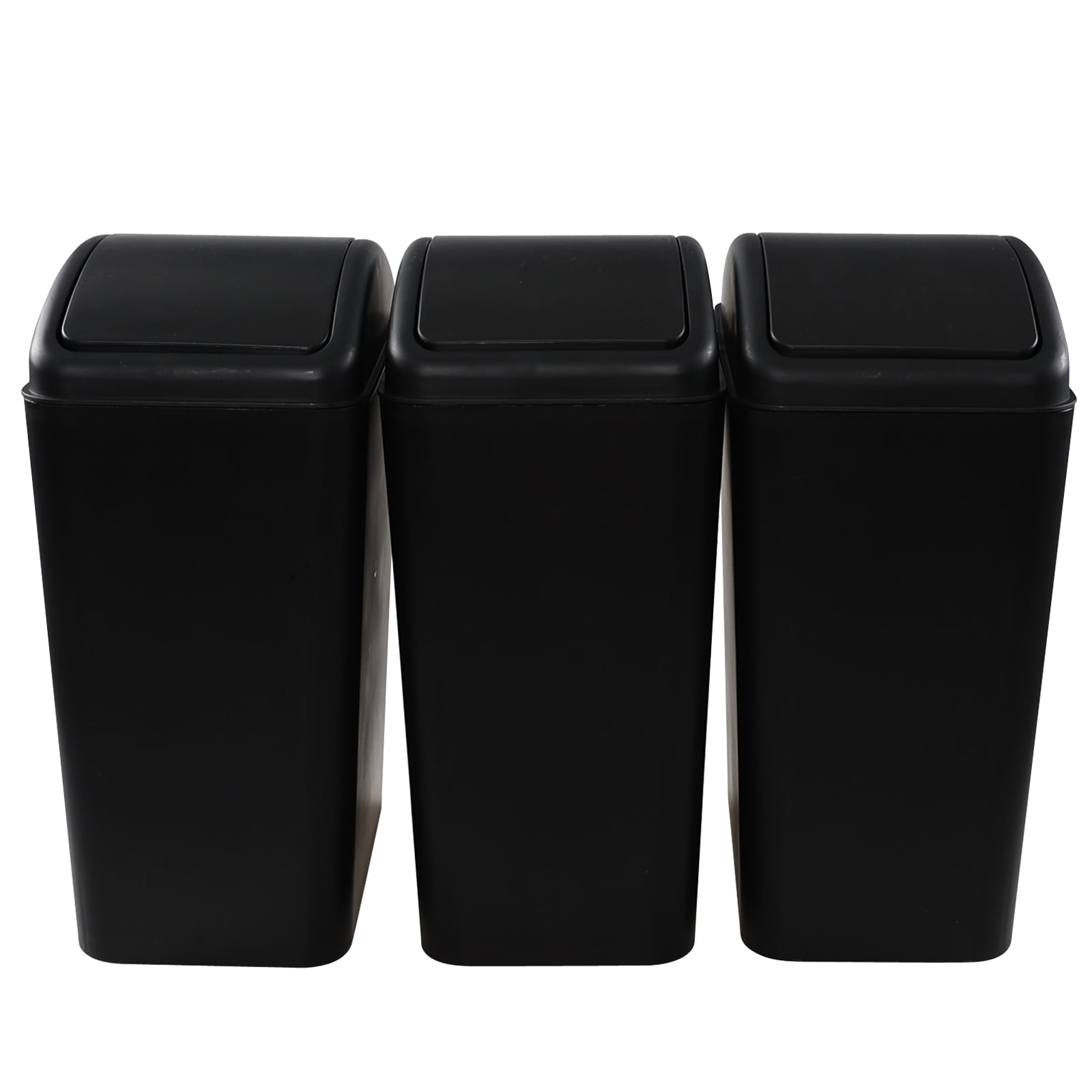 Doryh 16 Liter Black Swing Lid Garbage Can, Plastic Kitchen Rubbish Bin