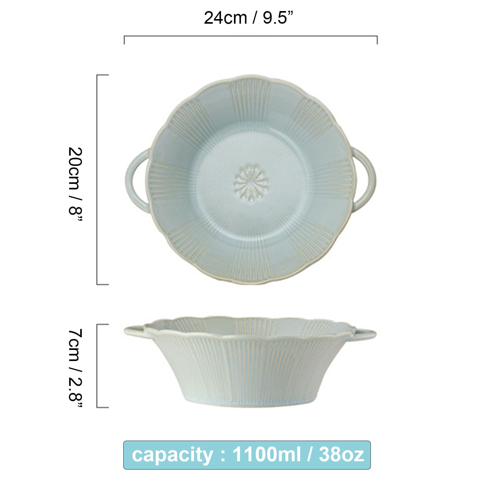 Qeeadeea Large Ceramic Ramen Bowl With Handle, Deep Onion Soup Bowl Oven  Safe, Microwave Safe Serving Bowl.-blue-B-1000ml 35oz