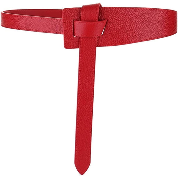 Women's Leather Belt Dress Belt for Jeans Jumpsuit Coat Fashion Tie a Knot Genuine Leather Waist Belt