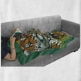 thumbnail image 5 of Safari Soft Flannel Fleece Throw Blanket, Tiger Family in the Jungle Full Moonlight Night Grass Abstract, Cozy Plush for Indoor and Outdoor Use, 70" x 90", Jade Green Pale Green, by Ambesonne, 5 of 5