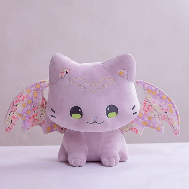 Peluche de gato murciélago Yingfu morado de 40 cm