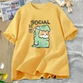 thumbnail image 4 of Camisetas de dinosaurio y gato, divertidas camisetas de algodón de manga corta para mujer y hombre, camisetas casuales de verano con cuello redondo, camisetas gráficas Harajuku, ropa de calle, 4 of 4