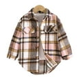 thumbnail image 4 of oqasdz Girls Jackets Big Boys Long Sleeve Striped Plaid Stand Collar Shirt Blouse Casual Outerwear Top Coat Outwear Size 6 Y-7 Y, 4 of 6