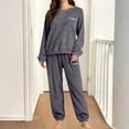 thumbnail image 2 of Women's Pajama Sets Long Sleeve Sleepwear Loungewear Warm Suit For Winter Coral Velvet 2025 New Thickened Plus Velvet Large Size Casual Wearable Home Clothes Plus Size Womens Clothing, 2 of 9