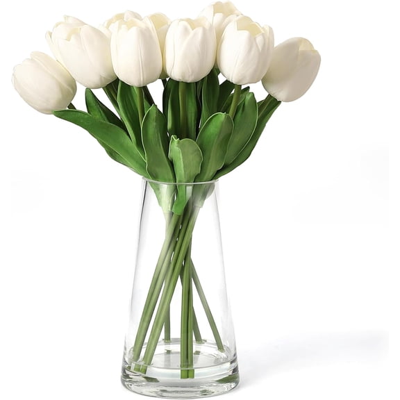 Real Touch Faux Tulip Stems - 10 Pack Artificial Tulips for Home Decor, Vase Arrangements, Wedding & Dining Table Centerpieces. Perfect for Mother’s Day, Easter, Valentine’s Day Gift Ideas