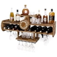 thumbnail image 1 of Homde Wine Rack Wall Mounted Wood,Alcohol Shelf with Bottle Stemware Glass Holder Rustic, Airplane Shape Multi Functional Liquor Display Storage for Home Bar (Light Brown), 1 of 8