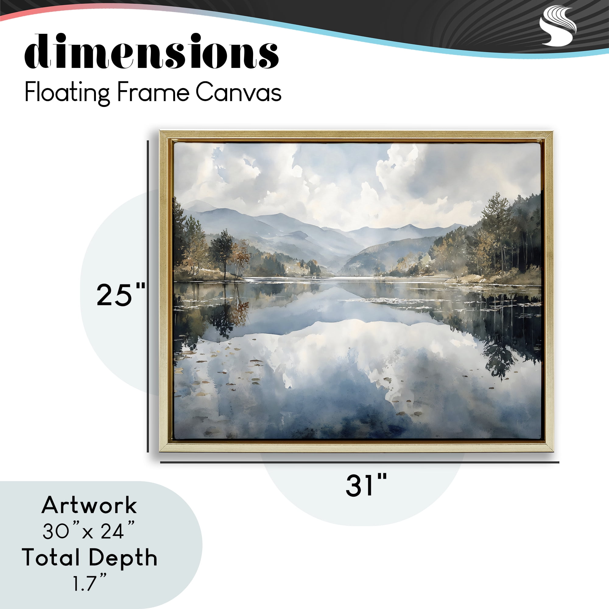 Stupell Industries Nature's Reflection on Mountain Lake Gold Framed Floater Canvas Wall Art, design by Franklyn Gregory