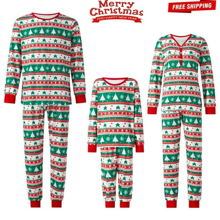 

New Christmas Pajamas for Family Print Long-Sleeved Tops + Trousers